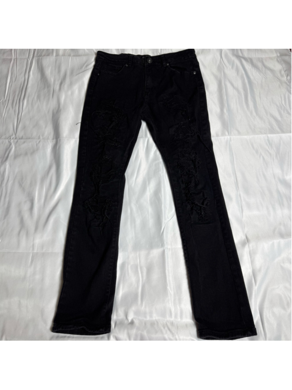 Boys Waimea Black Distressed Skinny Jeans Size 20